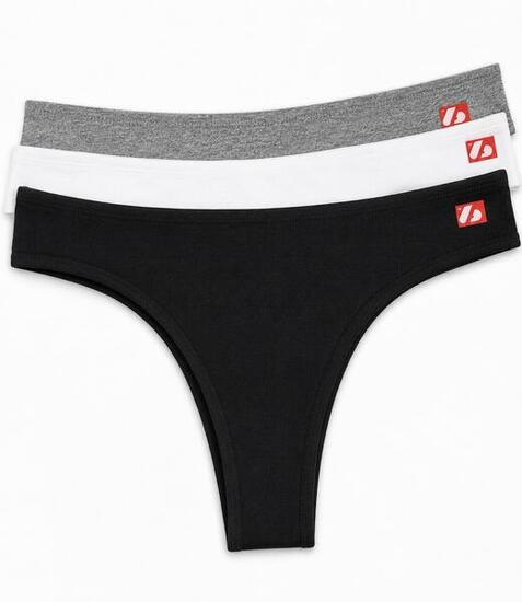 US-001 String - Un set di infradito composto da 3 pezzi in nero grigio e Bianco