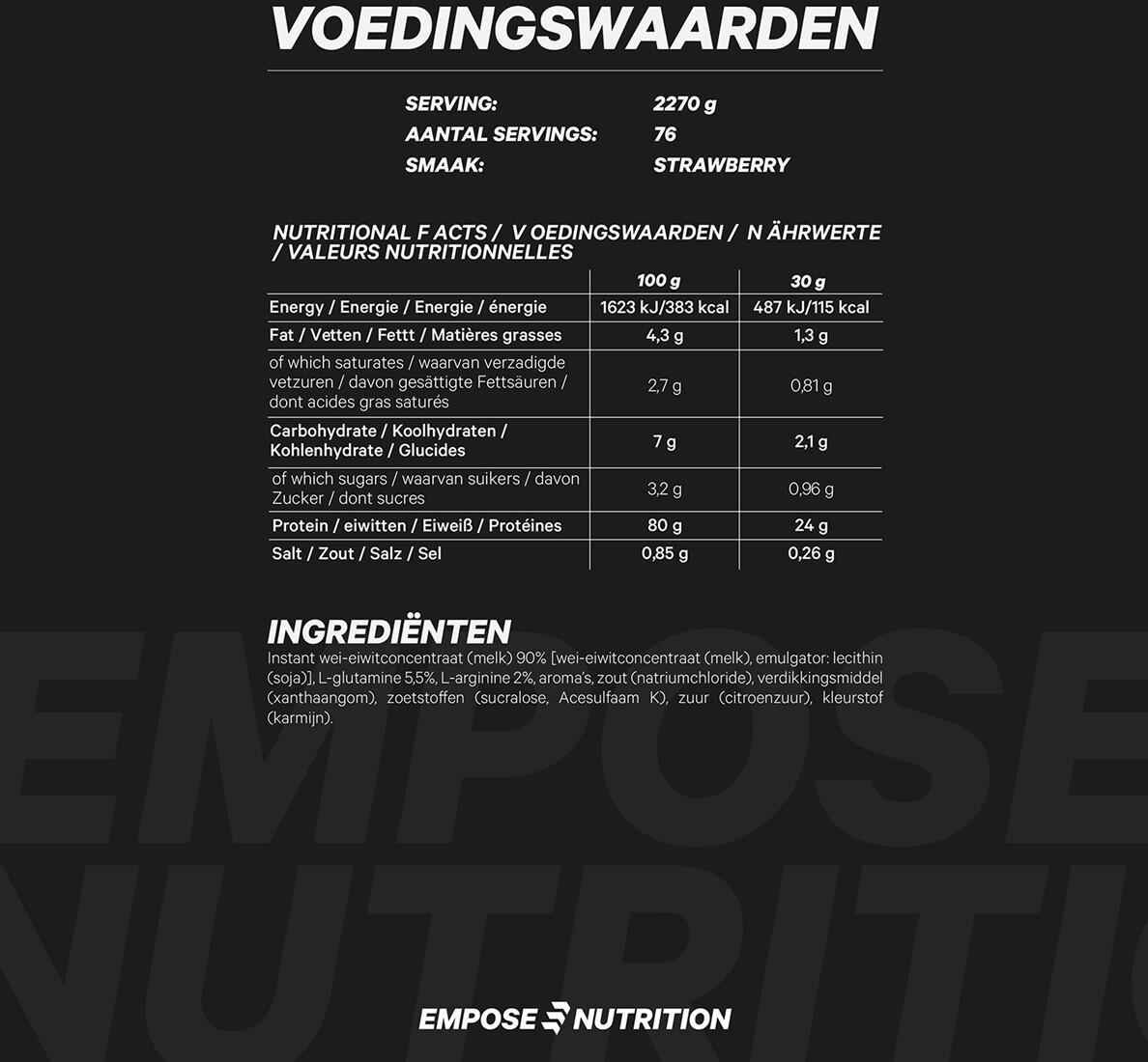 Whey Protein - Eiwit Poeder - Aardbei - 2270 gram 3/3