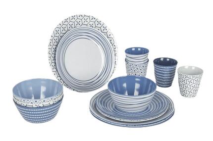 16-Delig Mix &amp; Match Servies Serviessets Blauw