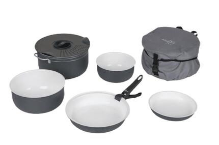 Camping Pannenset Keramisch 7-Delig Pannensets Alu Antraciet
