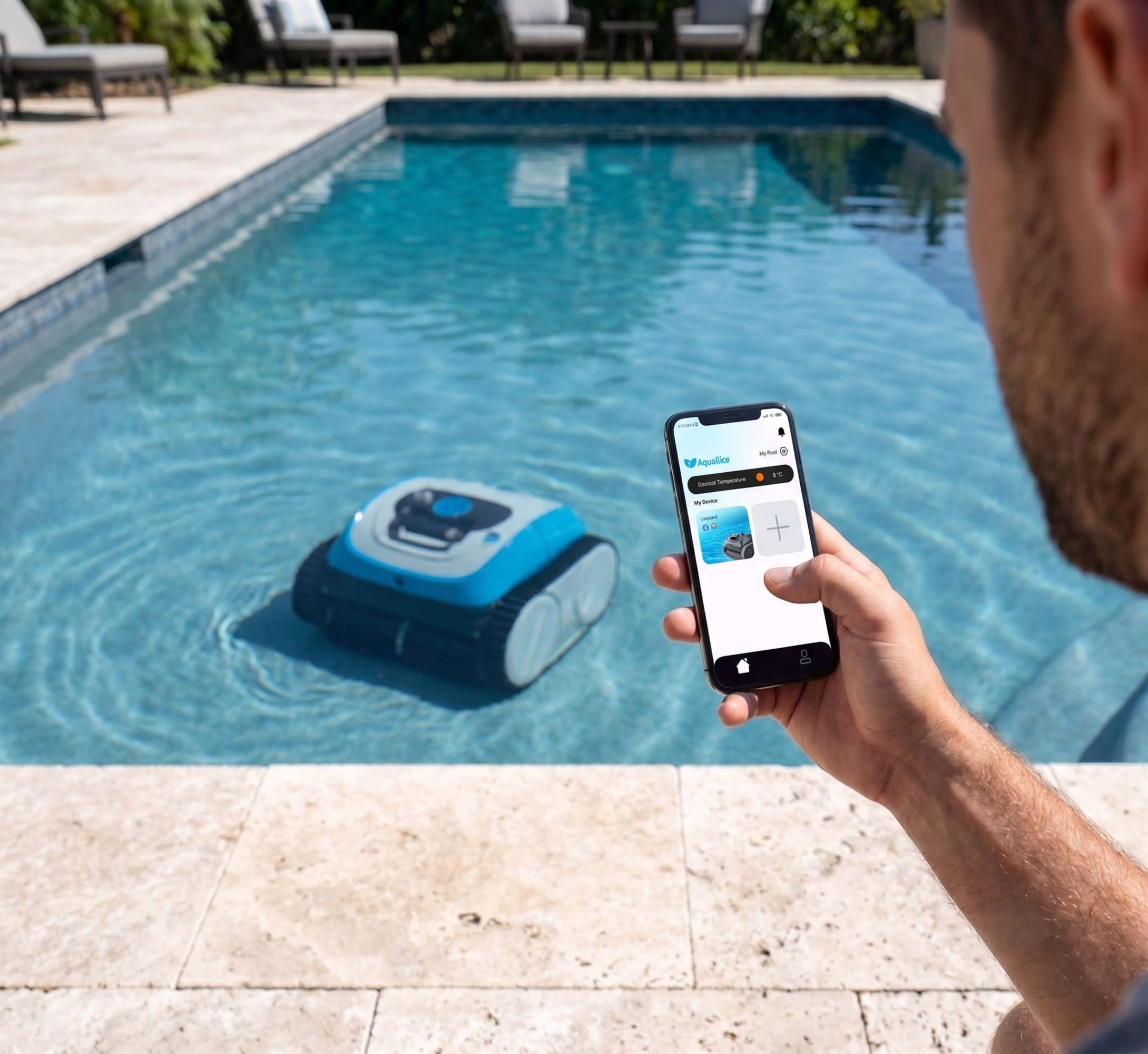 Robot limpiafondos piscina Connect Plus Leopard Batería Giroscopio App 3m 6/7