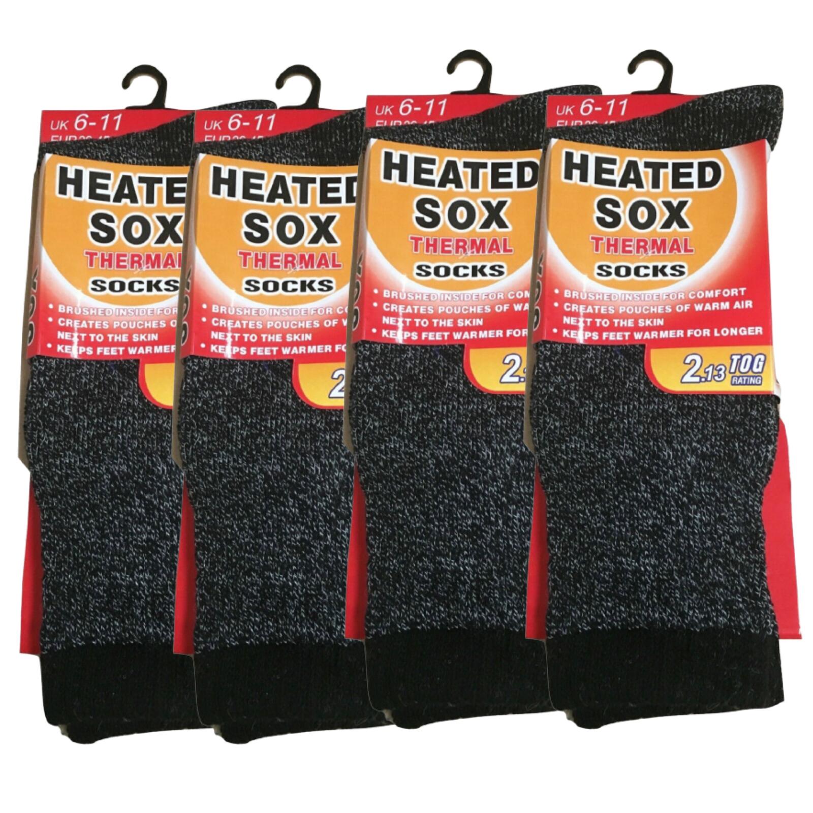 4 Pairs Mens THERMAL HEATED SOCKS Warm Winter Comfort Mens Work Sox Ski BULK - 6