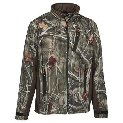 Blouson chasse softshell 4 poches polyester camo kaki S à 3XL