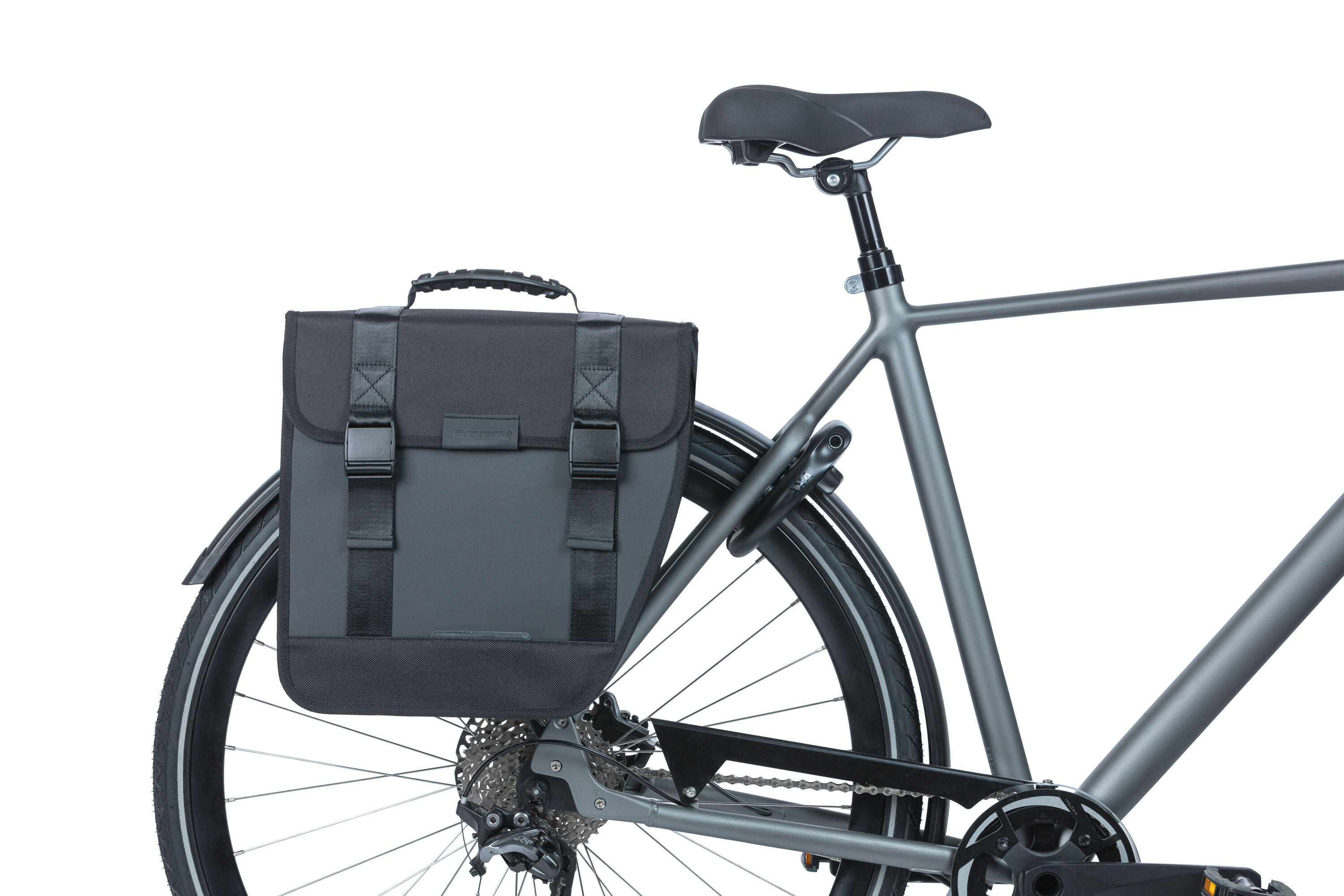 Basil Tour single waterproof pannier 14 L — black. 2/6