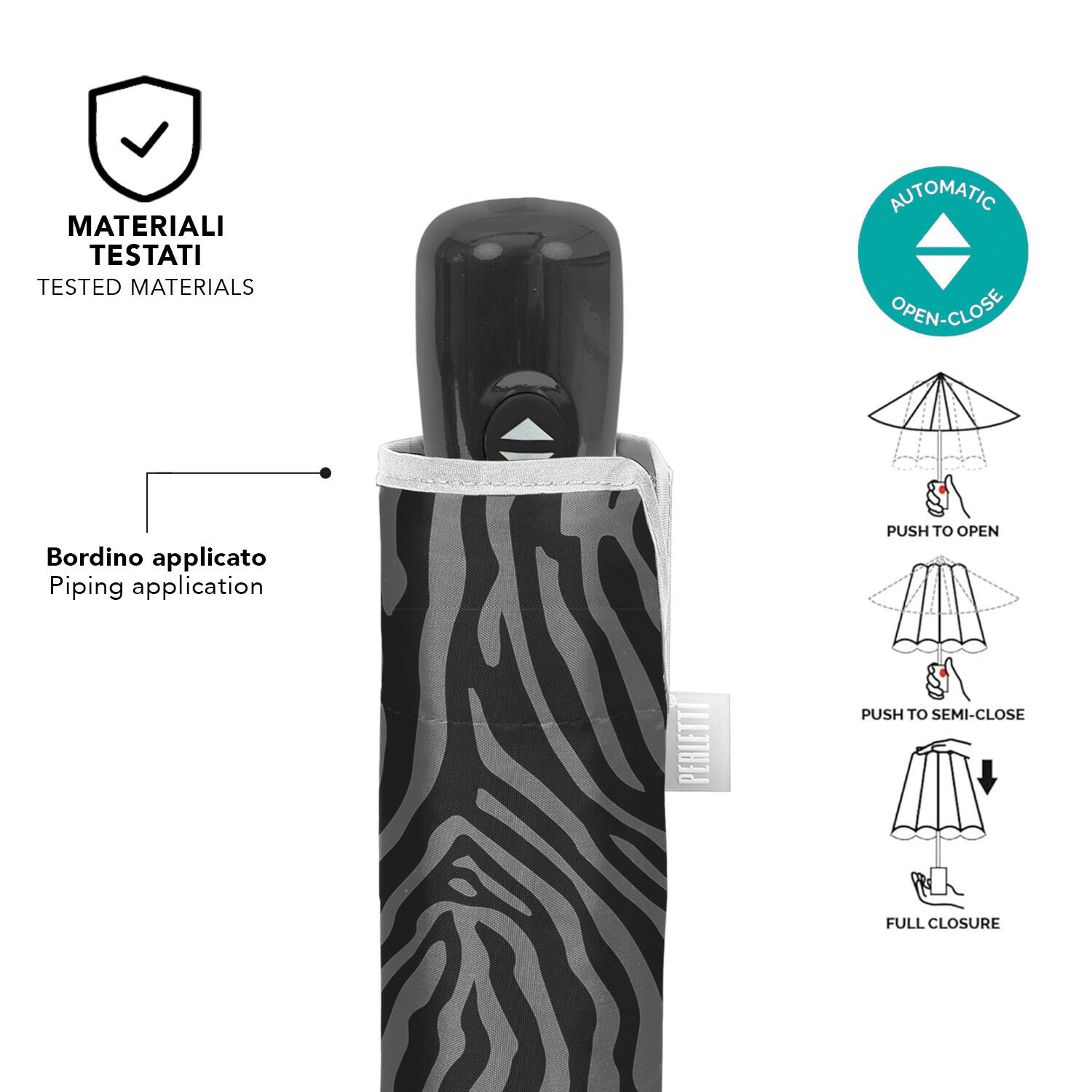 Ombrello Zebrato Apri e Chiudi Automatico 5/7