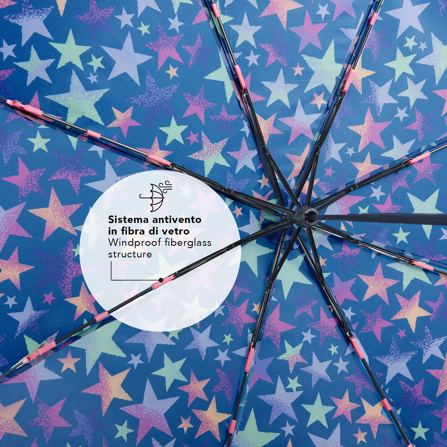 Ombrello Mini con Stelle Multicolore 4/7