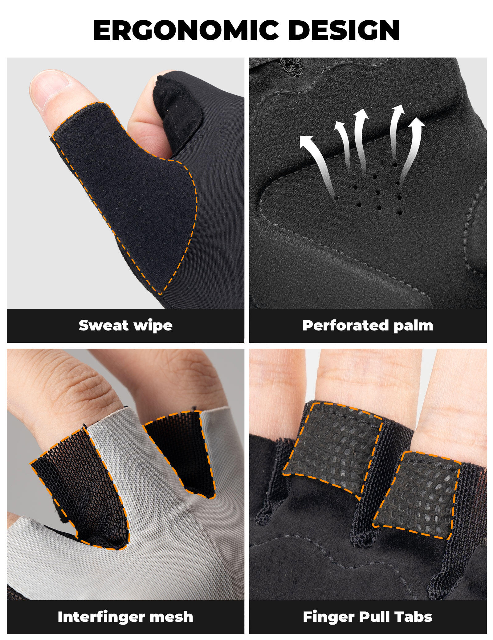 ROCKBROS Halbfinger Fahrradhandschuhe 5/7