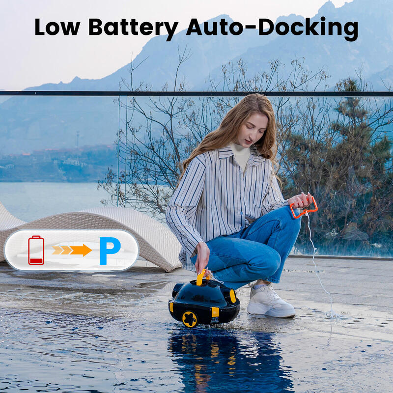Y10 Robot curățitor piscină fără fir, curățare automată, negru