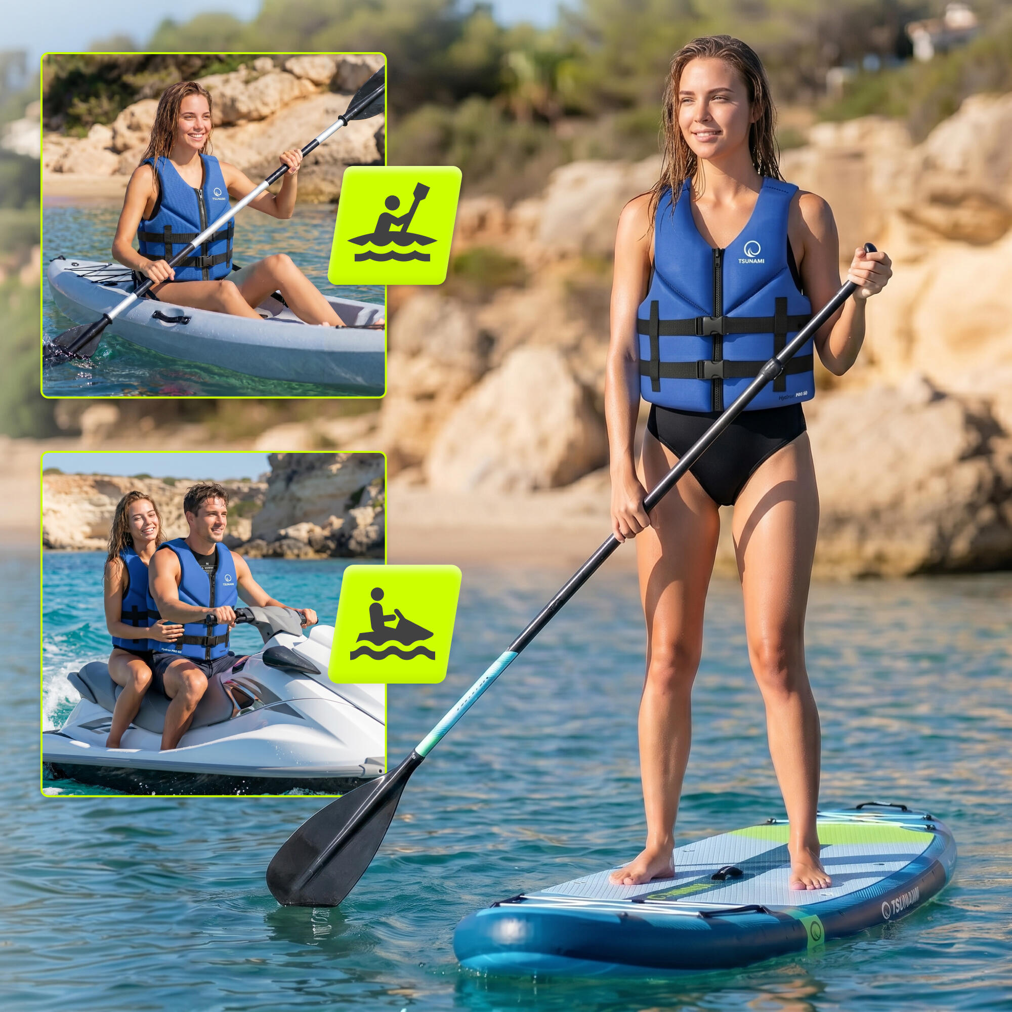 Giubbotto aiuto galleggiamento SUP neoprene TSUNAMI blu navy XXL 2/7