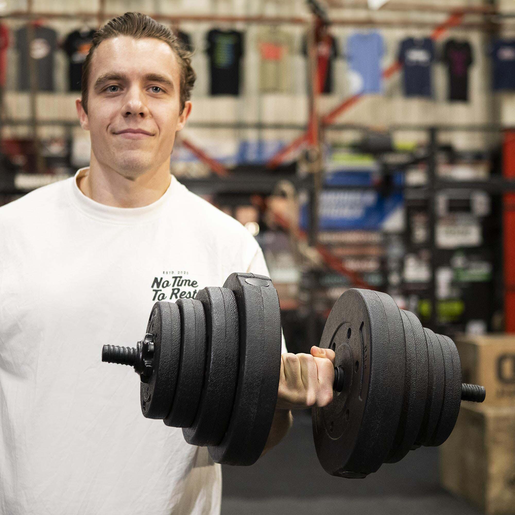 Hantle do treningu siłowego Actiget 30 kg zestaw 2x15 kg sztanga talerze zaciski 2/7