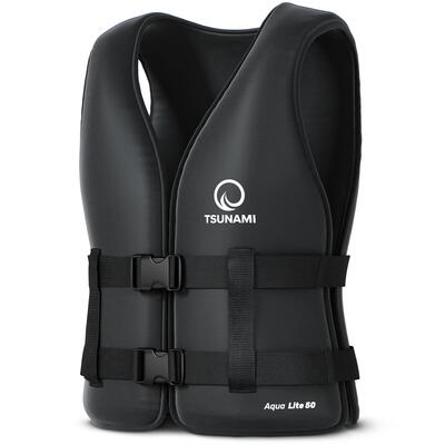 Reddingsvest watersport sup aqua lite 50 kajak nylon 50n gespen rits zwart