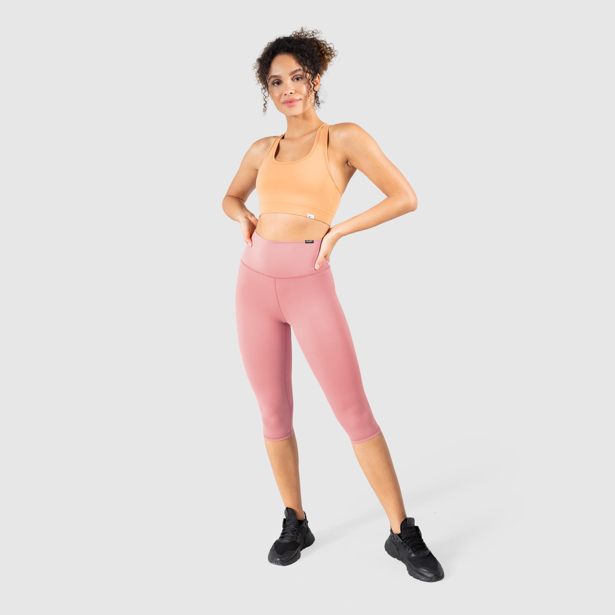 Damen Capri Leggings Raisa 3er Pack Schwarz / Schwarz / Altrosa 3/5