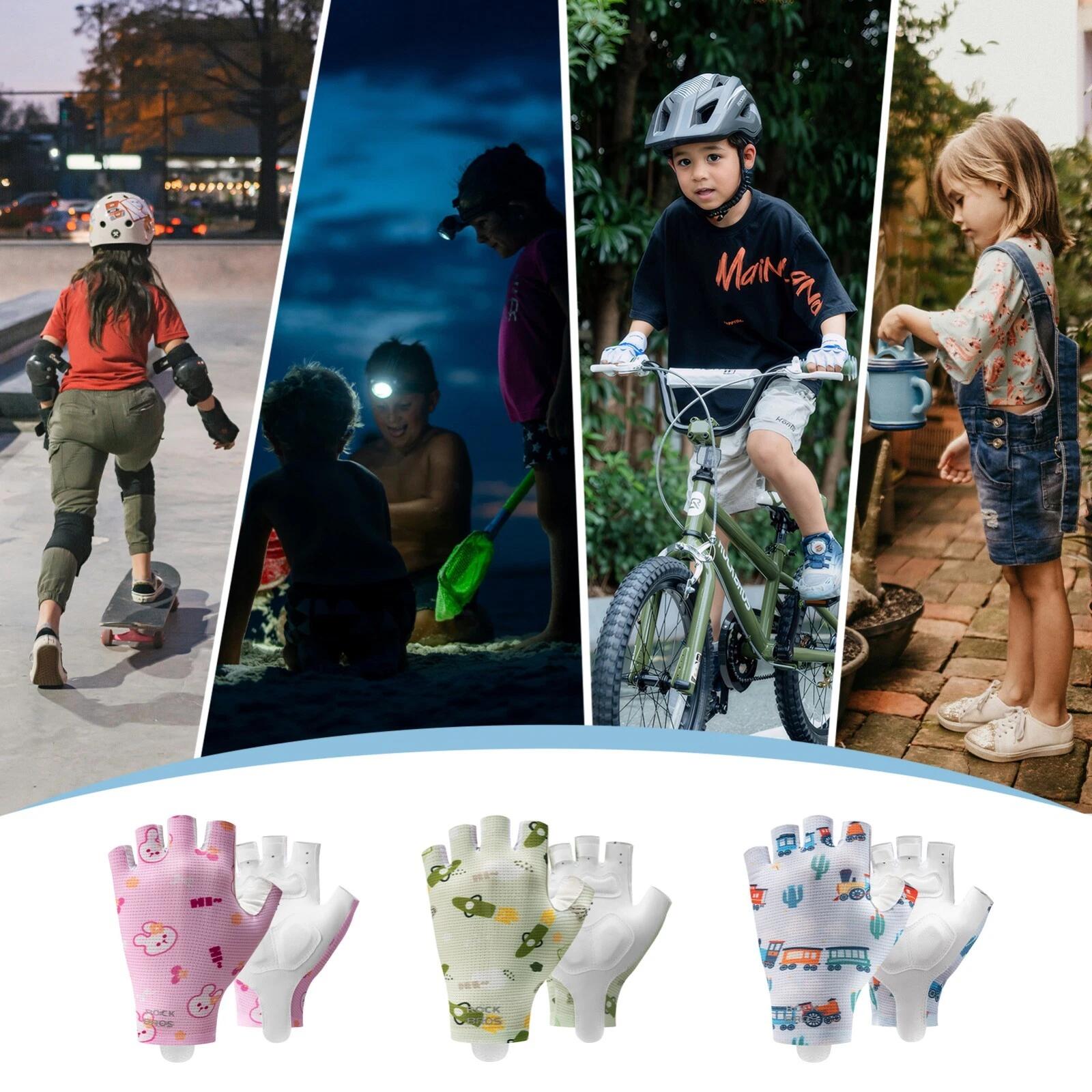 ROCKBROS Kinder Fahrradhandschuhe Halbfinger 5/7