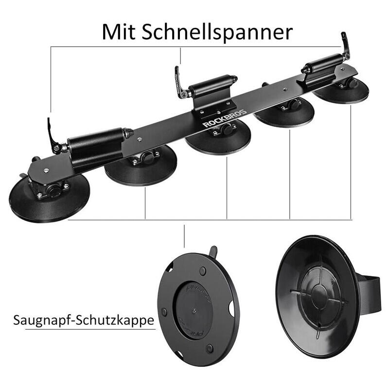 ROCKBROS Dachträger Saugnapf Fahrradhalter Für 3 Fahrräder 3/6