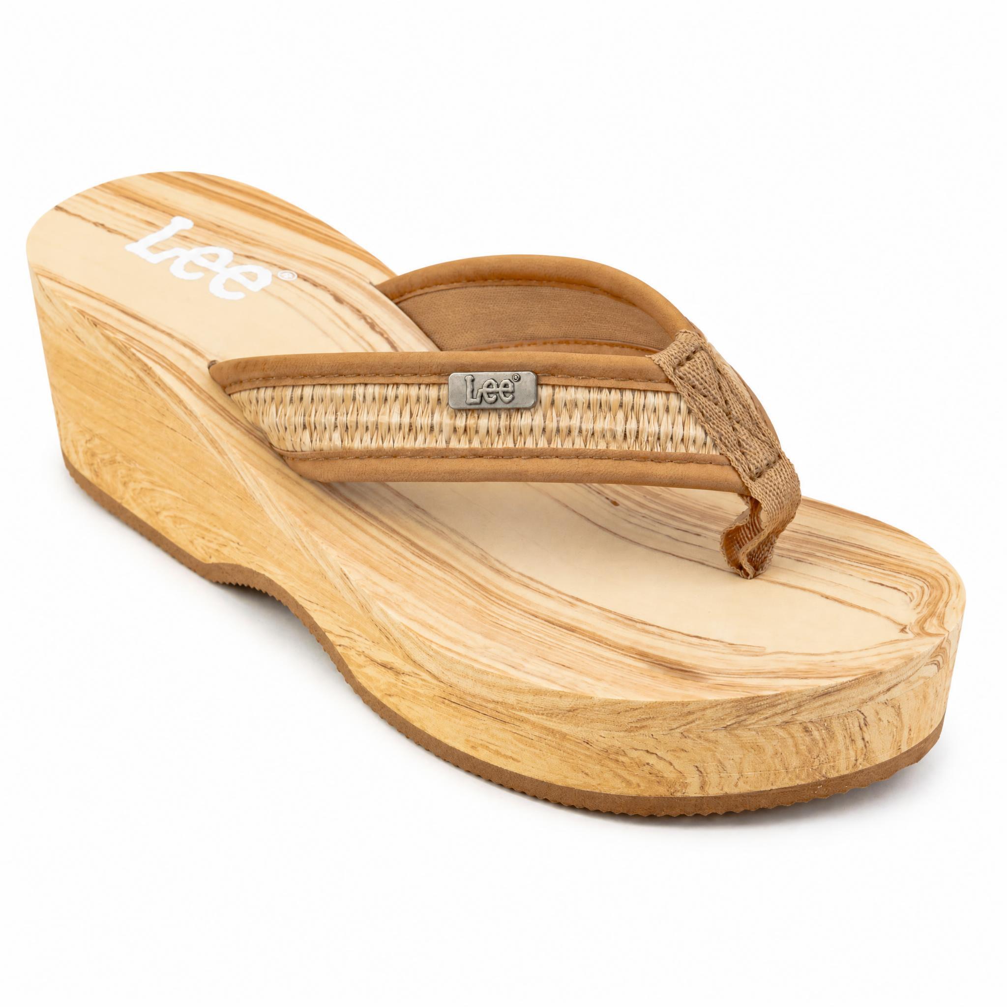 Klapki  japonki damskie Lee VIRGINIA RAFFIA WOMEN BULKY HEEL 5/6