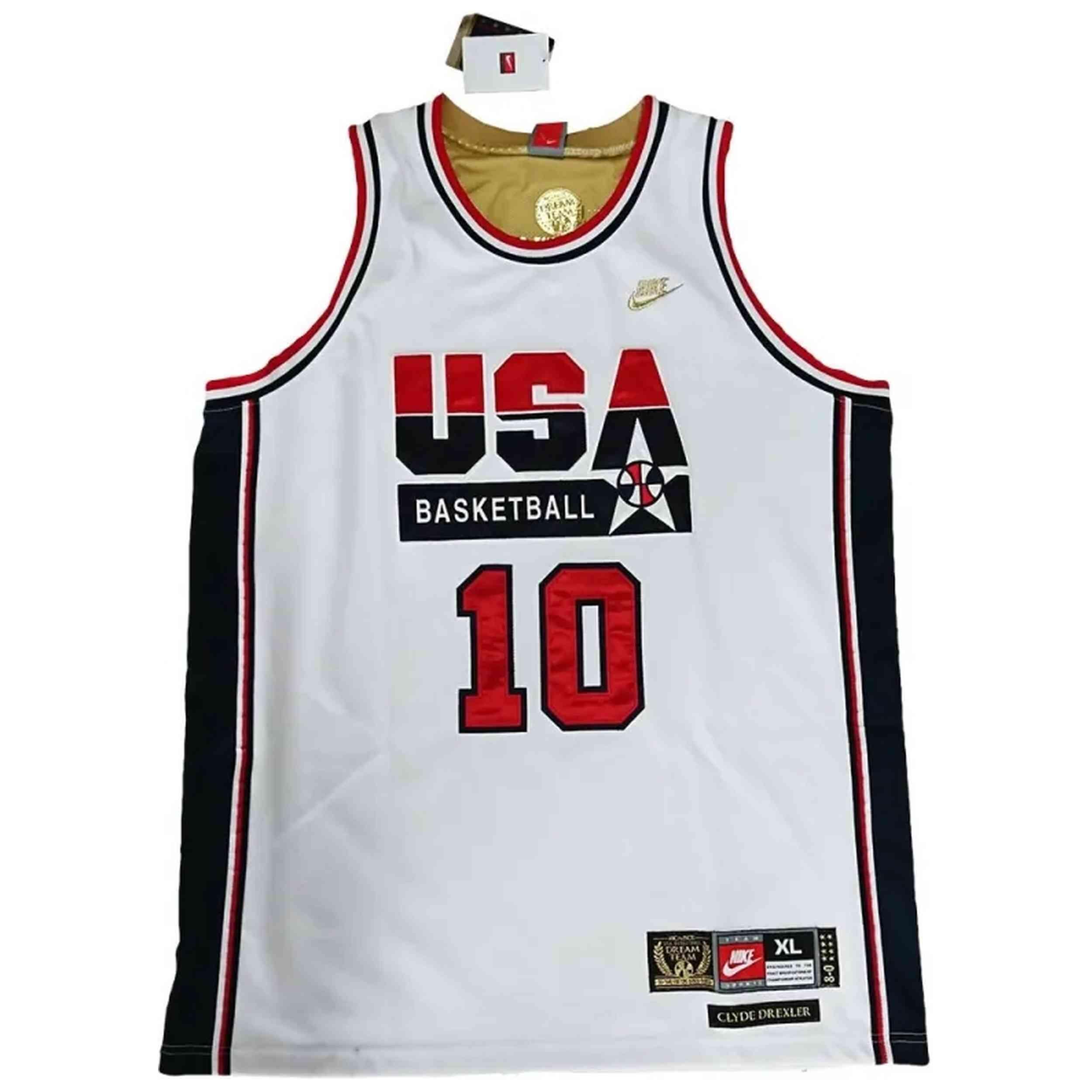 Maglia da basket Nike modello USA-BARCELONA-92-DREXLER-WHITE per unisex 1/5