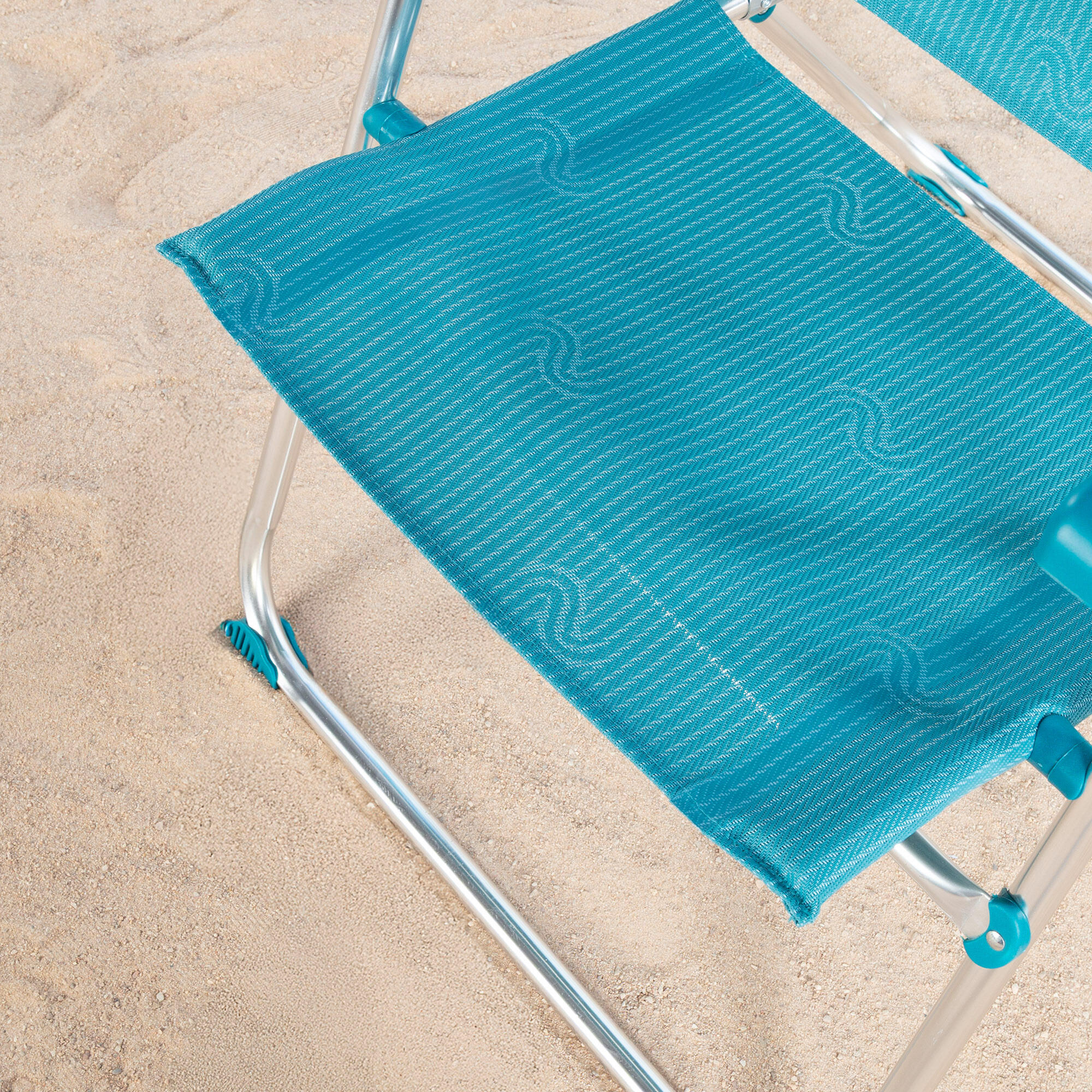 Lot de 2 chaises de plage hautes multipositions 46x67x110 cm turquoise 5/7