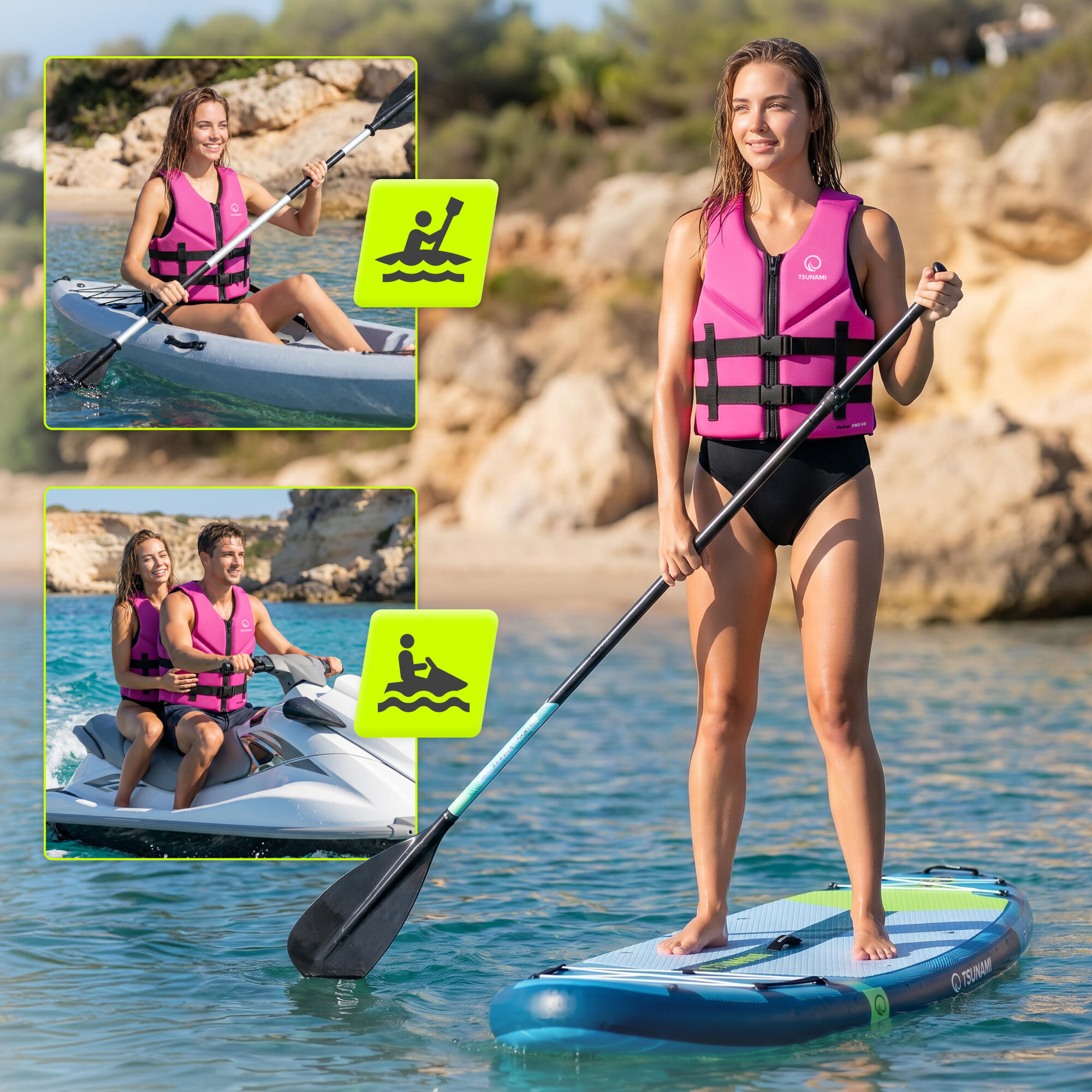Giubbotto aiuto galleggiamento SUP termico Hydrox Pro 50 TSUNAMI rosa S 2/7