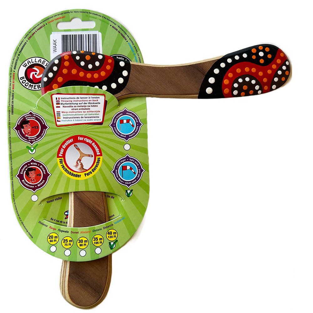 Boomerang peint à la main Wallaby Boomerang Waak WB104 Bois 29 cm 2/3