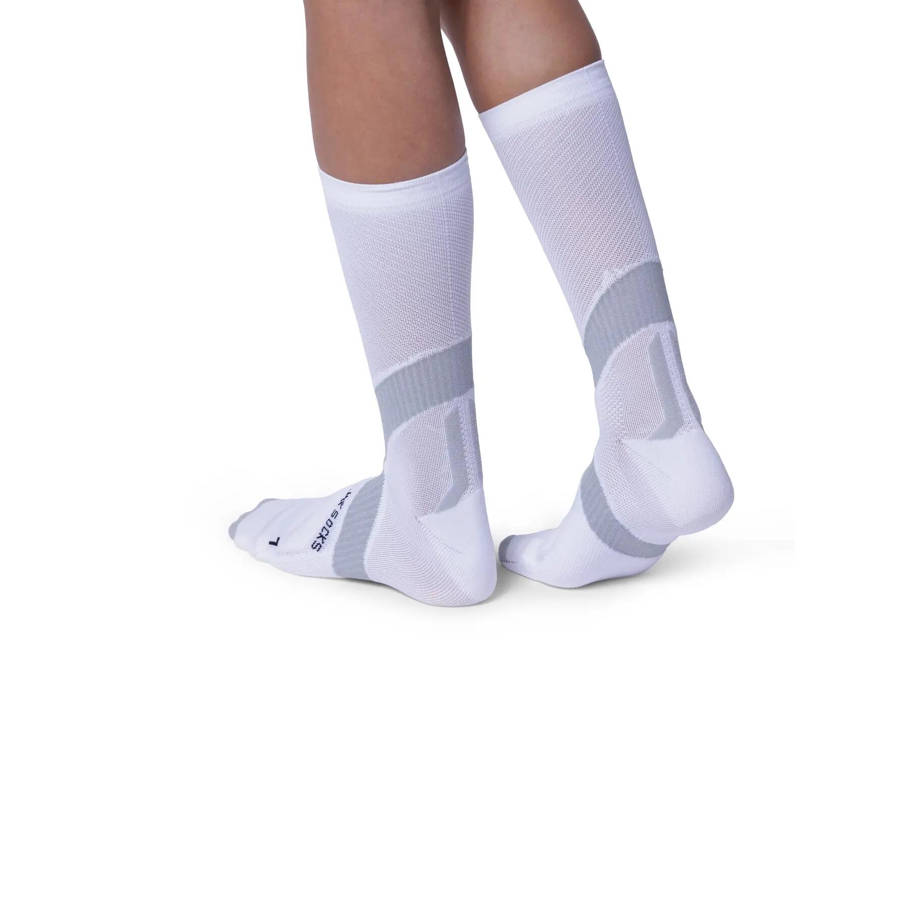 Chaussettes X-Socks Bike Expert Crew Blanc Arctique/Gris 3/4