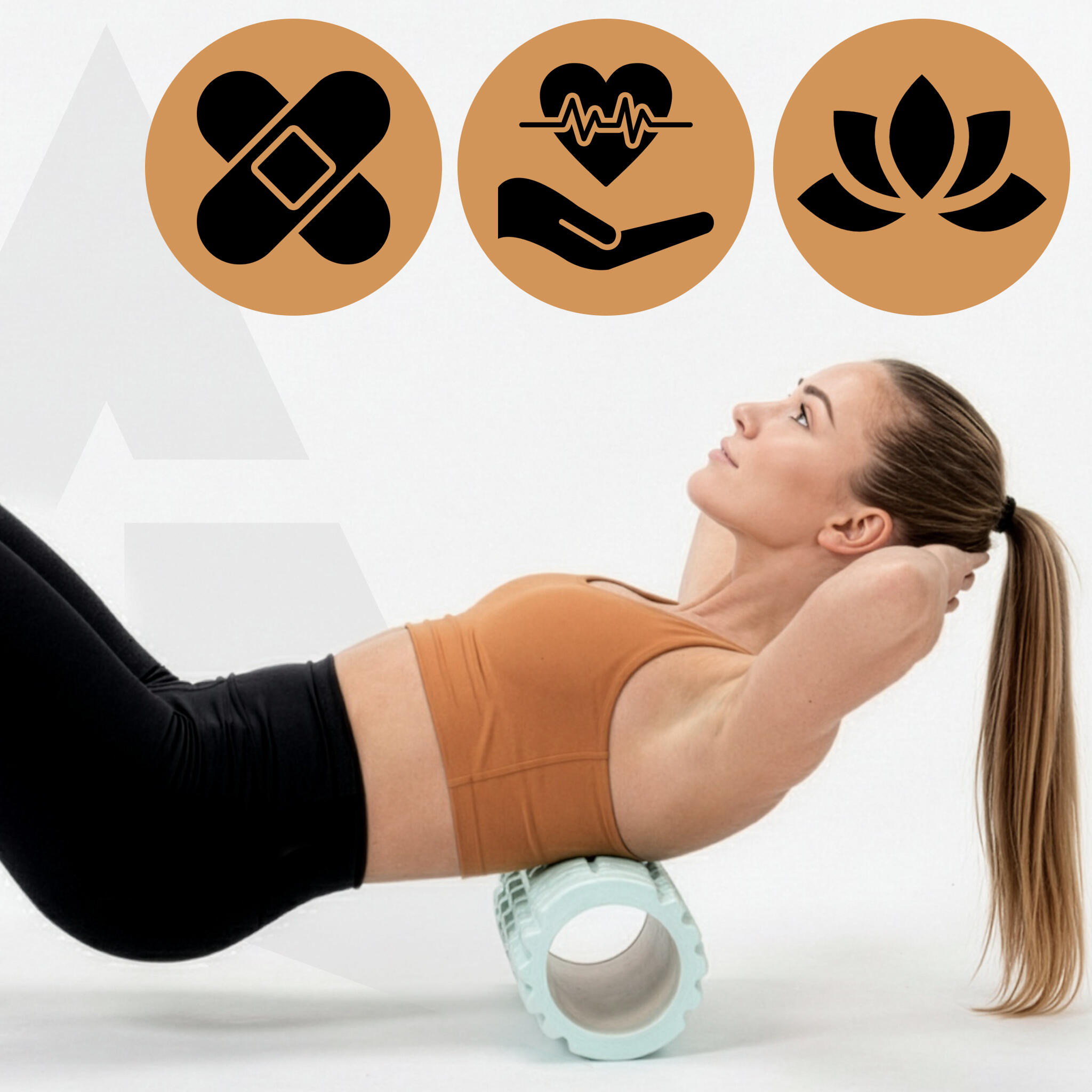 Roller fitness Actiget do masażu ciała średnio twardy, wałek z wypustkami 6/7