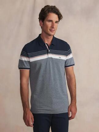 Polo Marine/Blanche/Rose Homme TBS ELTONPOL