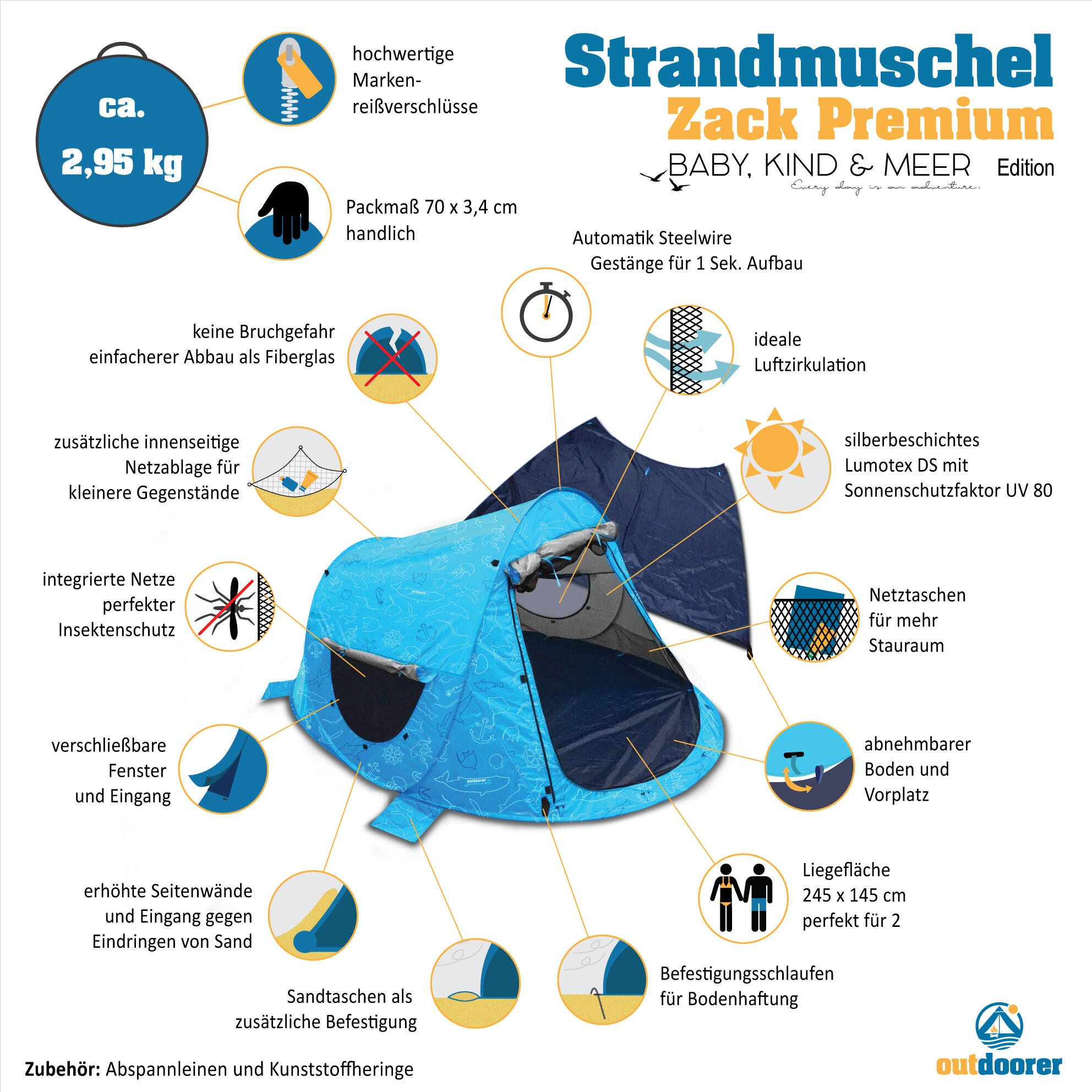 Wurfmuschel Zack Premium - Baby Kind Meer Edition, verschließbar, UV
80 2/7