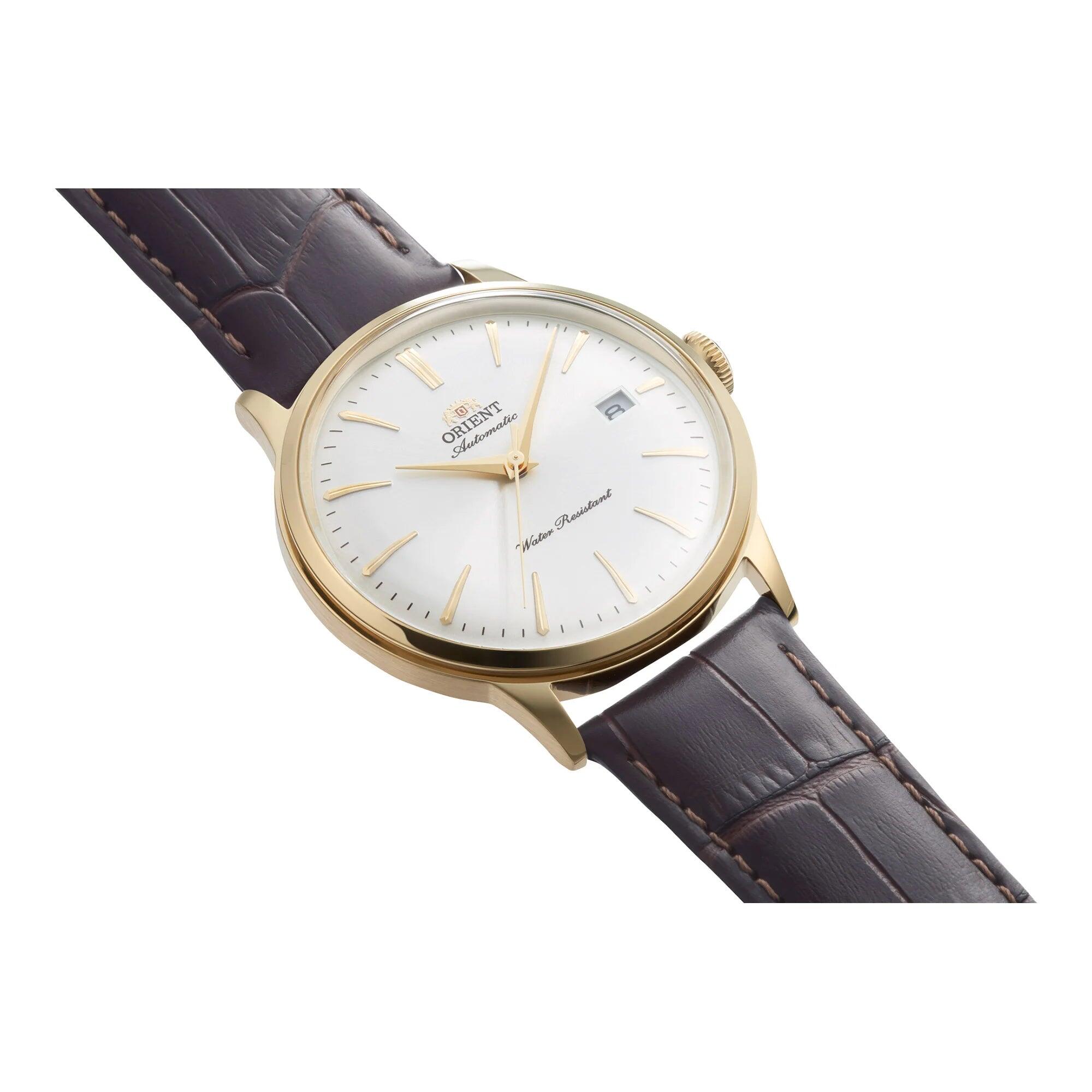 ORIENT Bambino Classic montre automatique boîtier doré cuir marron. 3/3