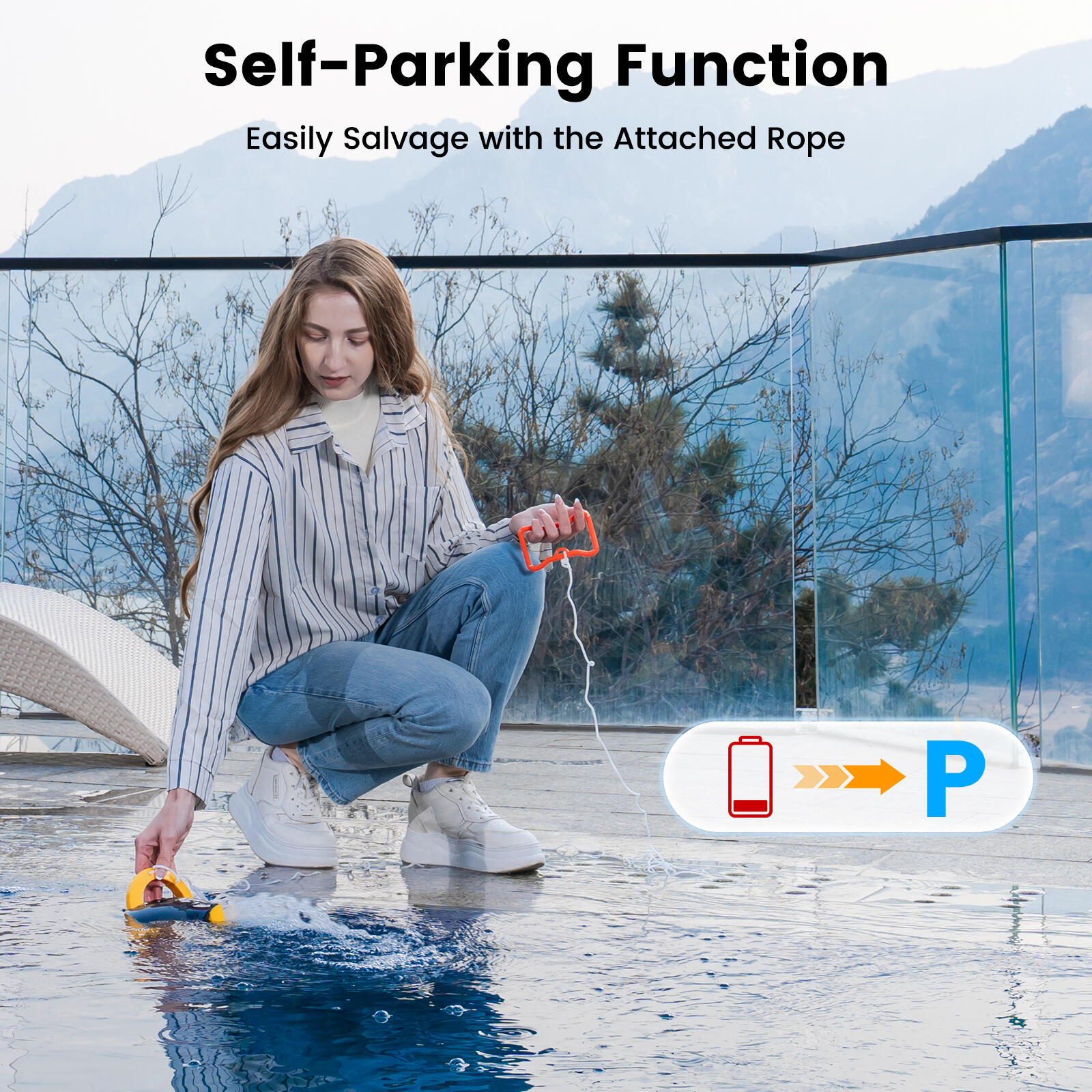 Y10 Robot Piscina senza fili, Pulizia automatica, Nero 5/7