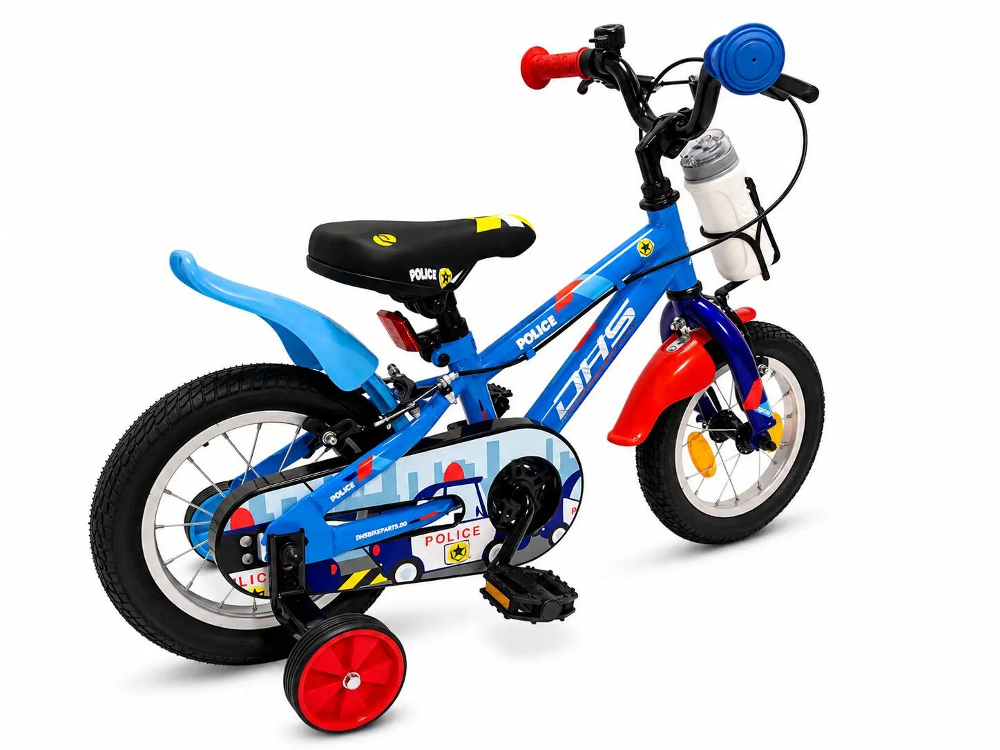 Bicicleta infantil DHS Police - 12 pulgadas, azul 3/4