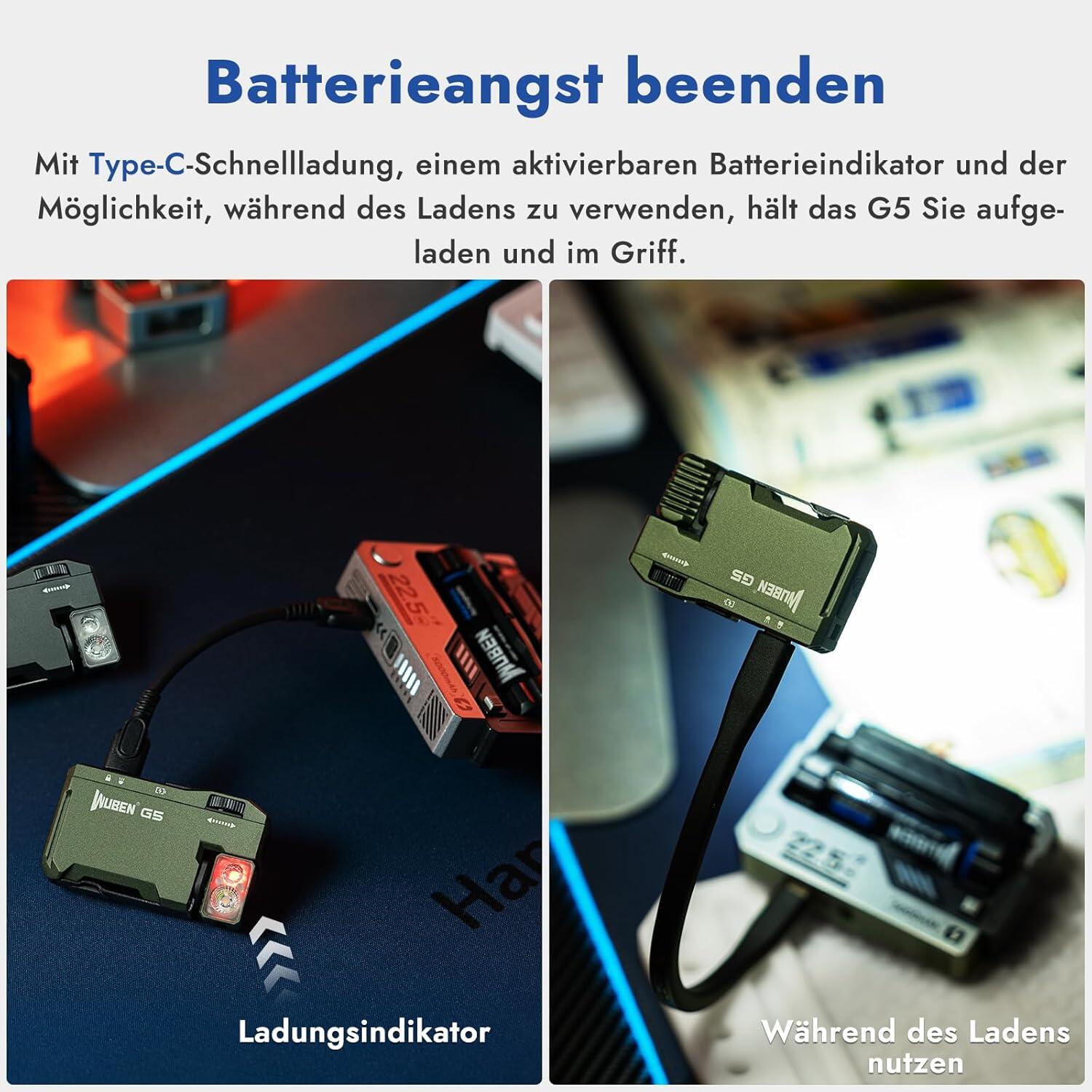 Outdoor Wiederaufladbare LED Taschenlampe RGB IP65 Magnetisch G5 5/7