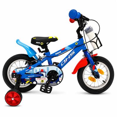 Dhs police kinderfiets - 12 inch, blauw