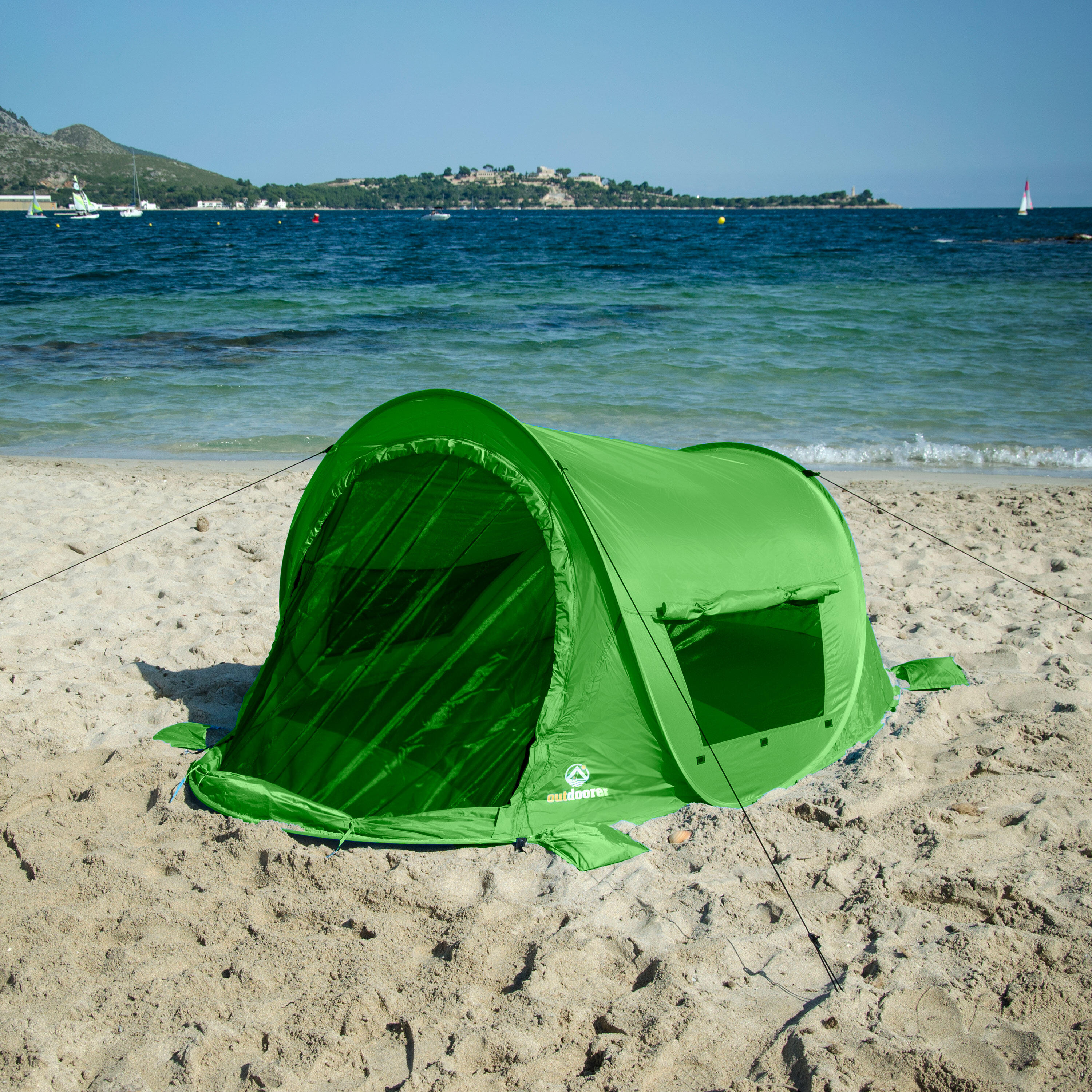 Pop Up Strandmuschel Zack Premium Family Grün - Großes Strandzelt 6/7