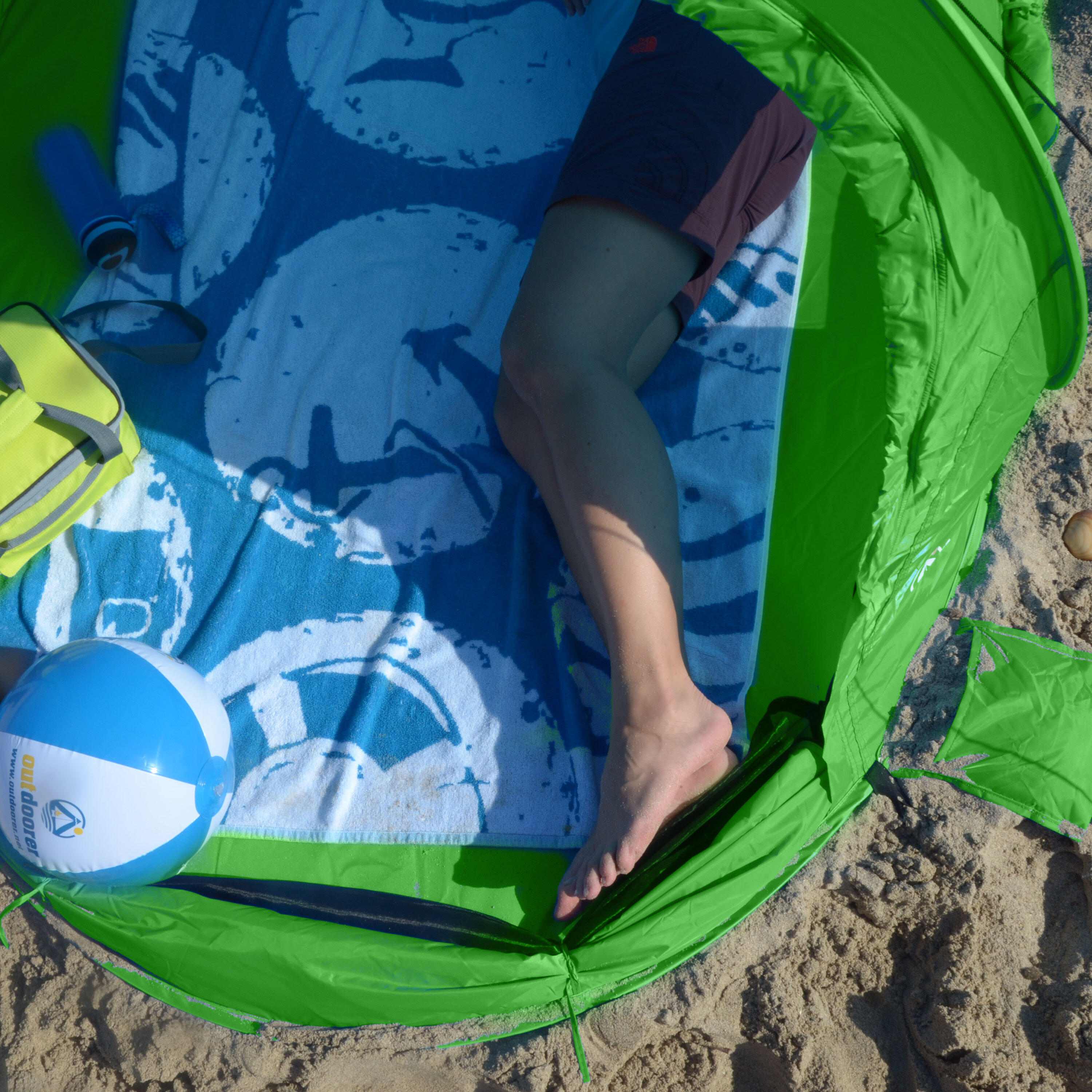 Pop Up Strandmuschel Zack Premium Family Grün - Großes Strandzelt 4/7