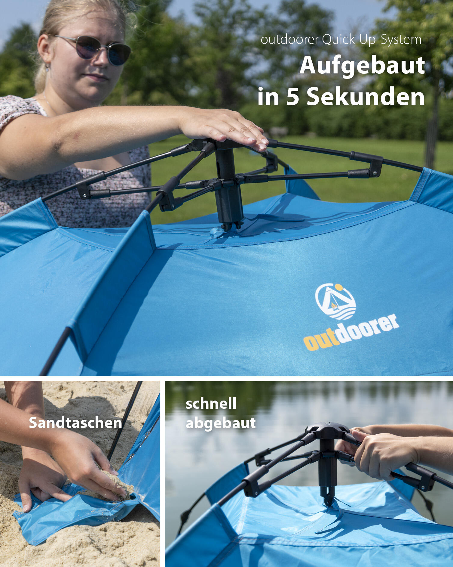 Automatik Strandmuschel SunSnapper Air - XXL Strandzelt mit UV 80 3/7