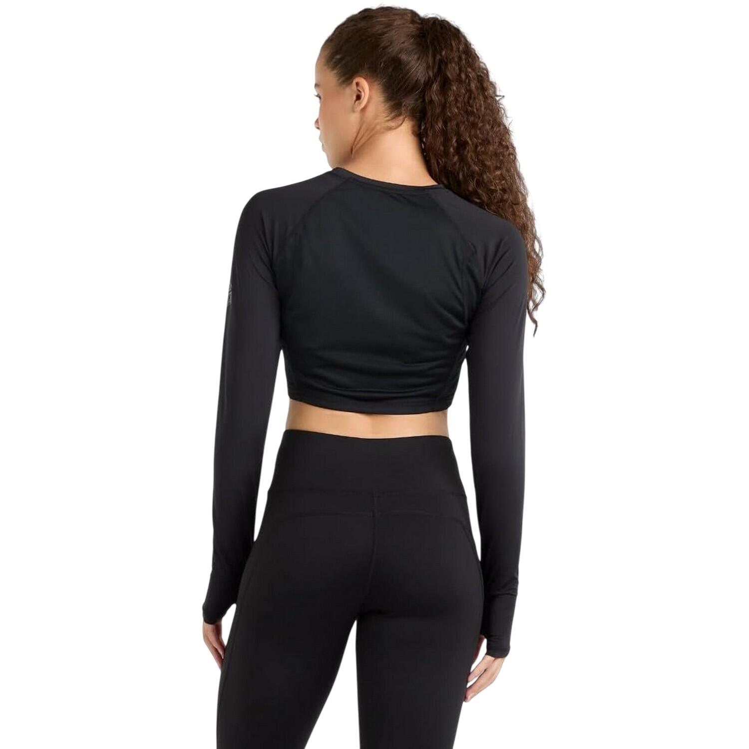 Maglietta Corta Allenamento Bodycon Raglan A Maniche Lunghe Donna Umbro Nero 2/2