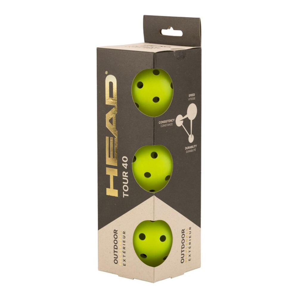Tour 40 Pickleball Balls (Pack of 3) (Yellow) One Size 2/2