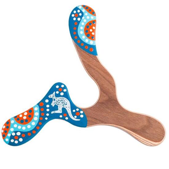 Boomerang peint à la main Wallaby Boomerang Wallaby WB102 Bois 23 cm