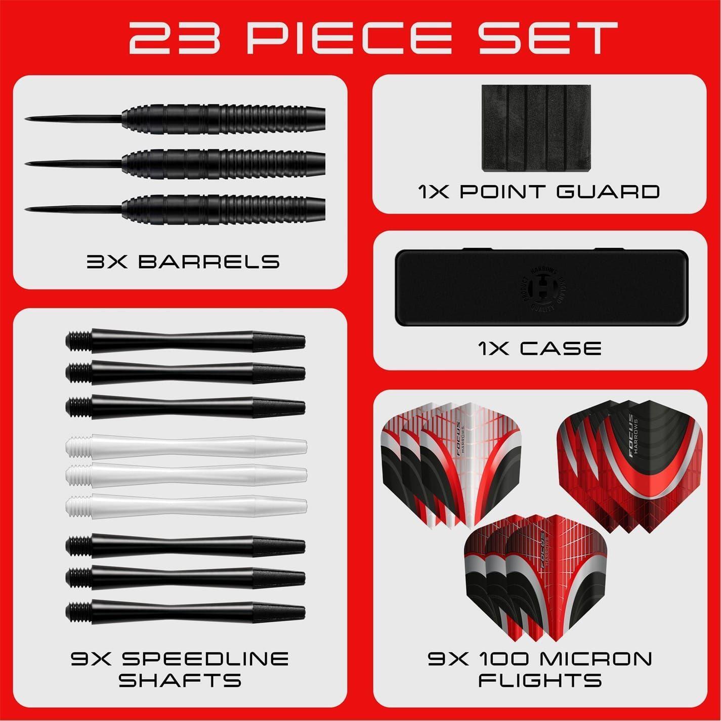 Set Di Frecciette Misura Confezione 25 Harrows Focus Nero 2/3