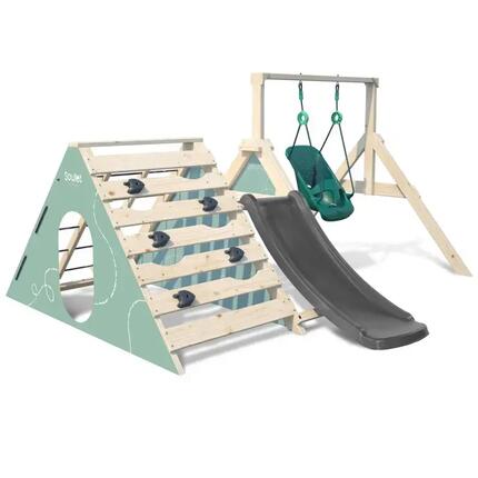 Aire de jeux en bois premier âge avec balançoire bébé évolutive OLYMPE