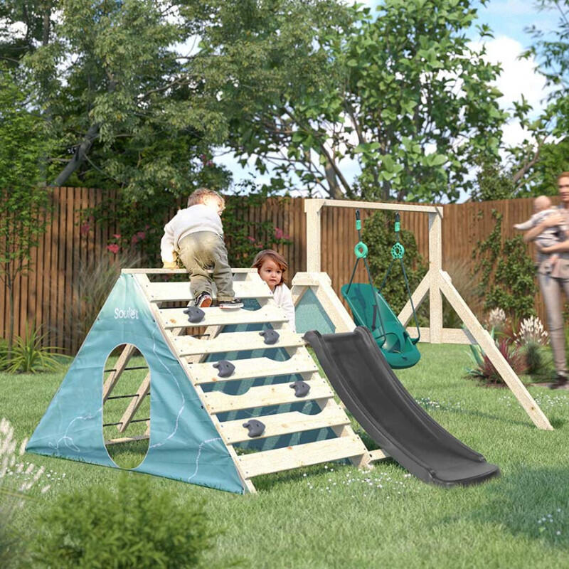 Aire de jeux en bois premier âge avec balançoire bébé évolutive OLYMPE 3/5