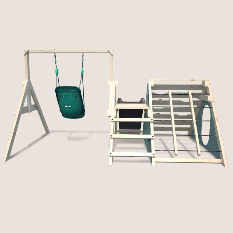 Aire de jeux en bois premier âge avec balançoire bébé évolutive OLYMPE 2/5
