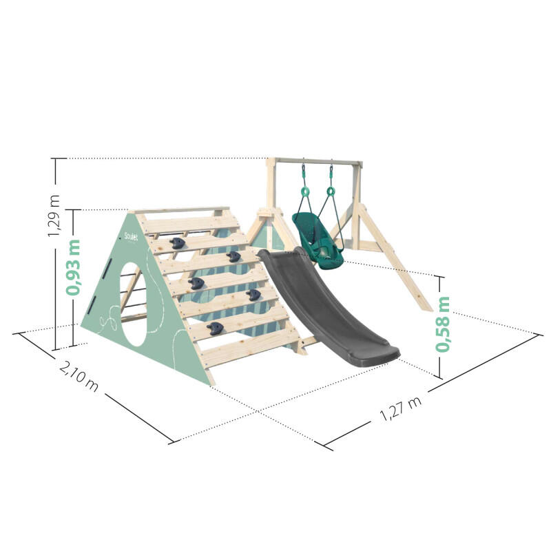 Aire de jeux en bois premier âge avec balançoire bébé évolutive OLYMPE 4/5