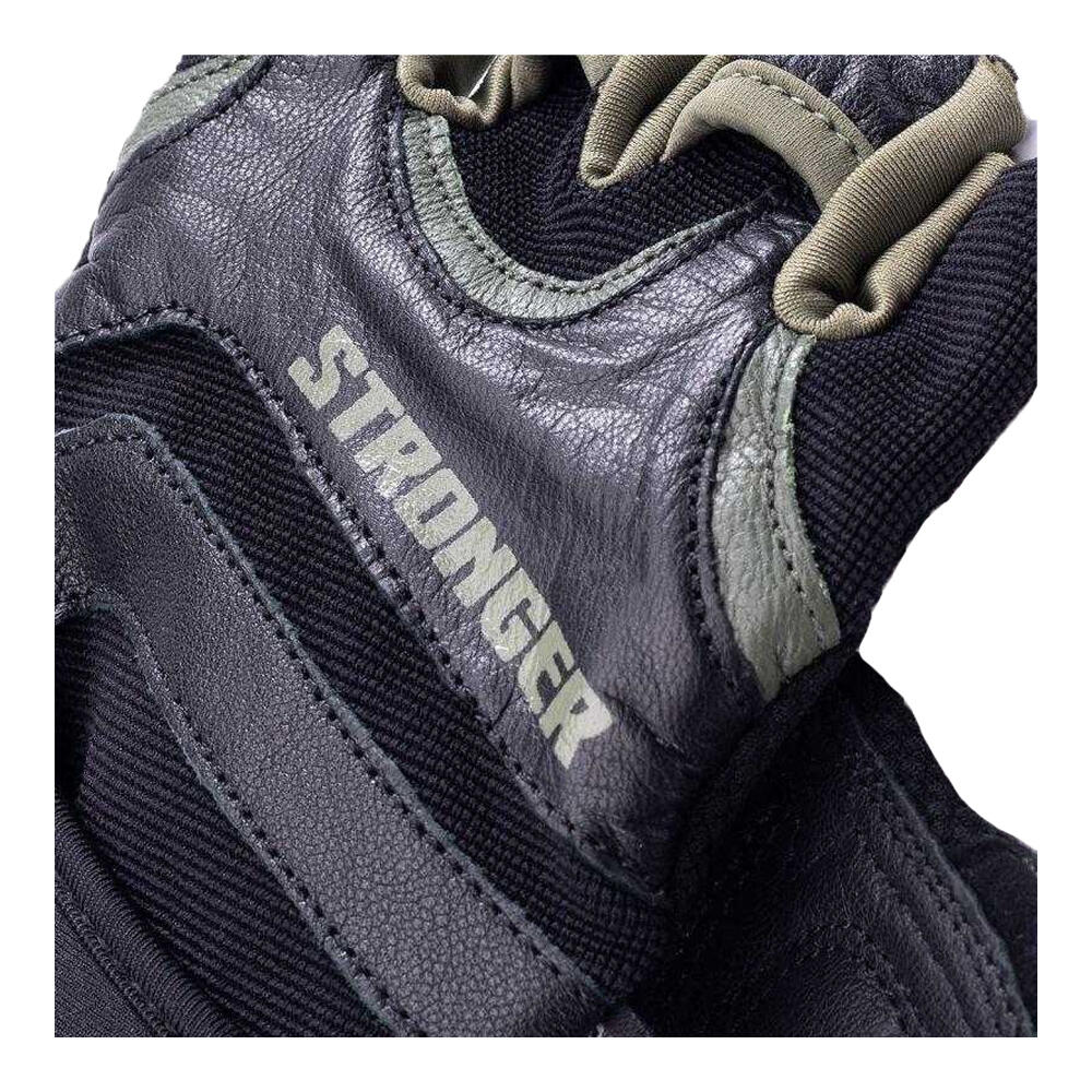 Schokabsorberende leren vingerloze handschoenen heren (Zwart) 3/3