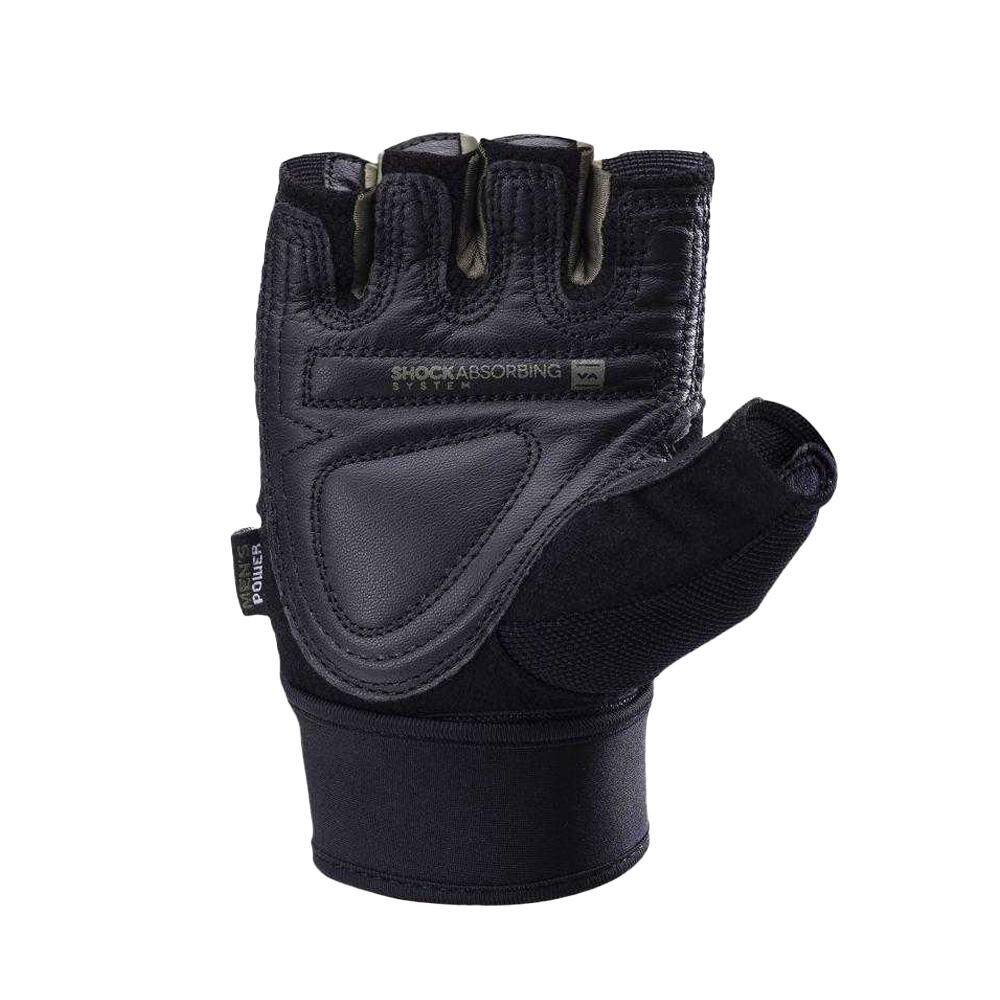 Schokabsorberende leren vingerloze handschoenen heren (Zwart) 2/3