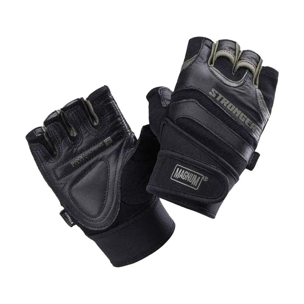 Mens Shock Absorber Leather Fingerless Gloves (Black)