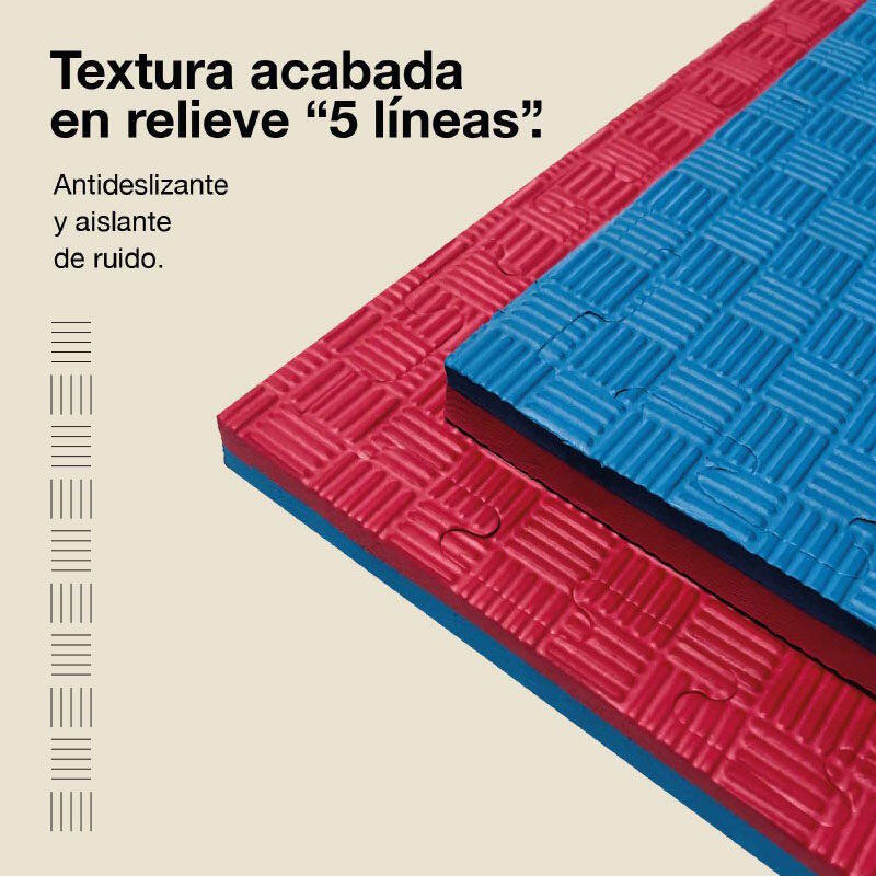 JOWY Pack 10 Unidades de Tatami Puzzle 100x100x2 cm Azul/Vermelho 4/6