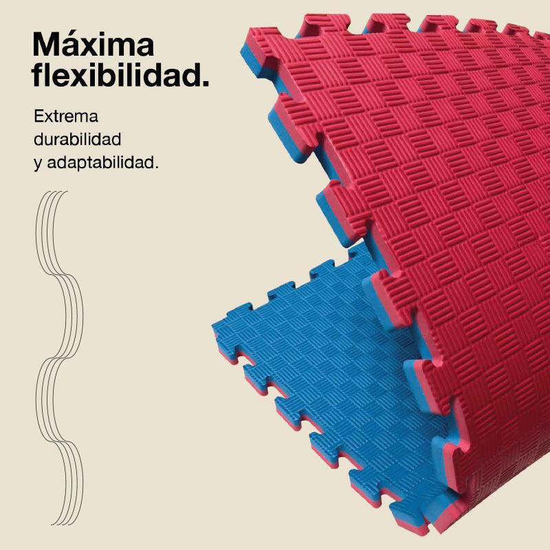 JOWY Pack 10 Unidades de Tatami Puzzle 100x100x2 cm Azul/Vermelho 6/6