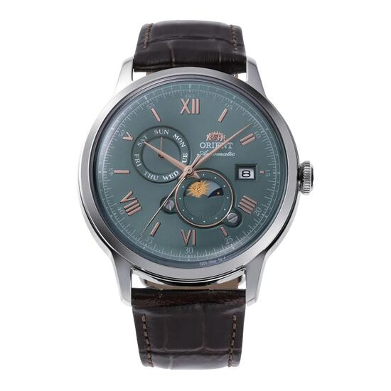 ORIENT Classic Bambino Sun & Moon RA-AK0805E montre mécanique cuir aquamarine