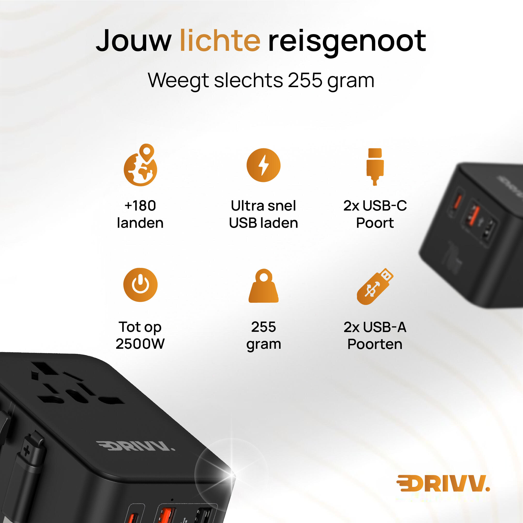 Wereldstekker - 70W USB-C kabel - Reisstekker - Snellader 2/7